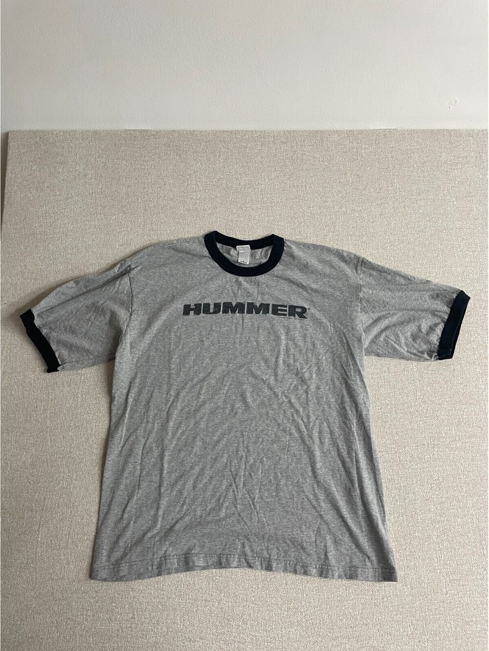 Hummer Logo Graphic Ringer T-Shirt Men's XL Grey Short Sleeve Automotive